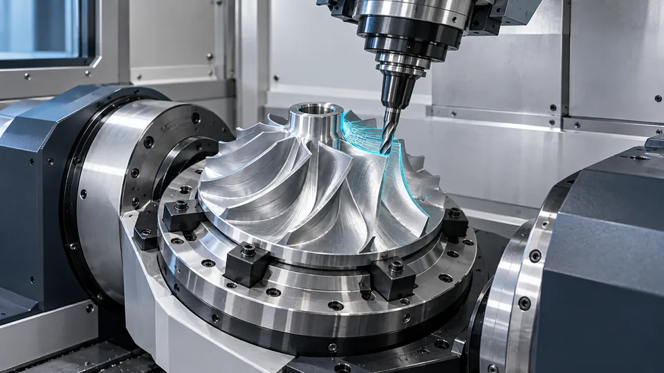 Minh họa gia công CNC chi tiết cánh turbine